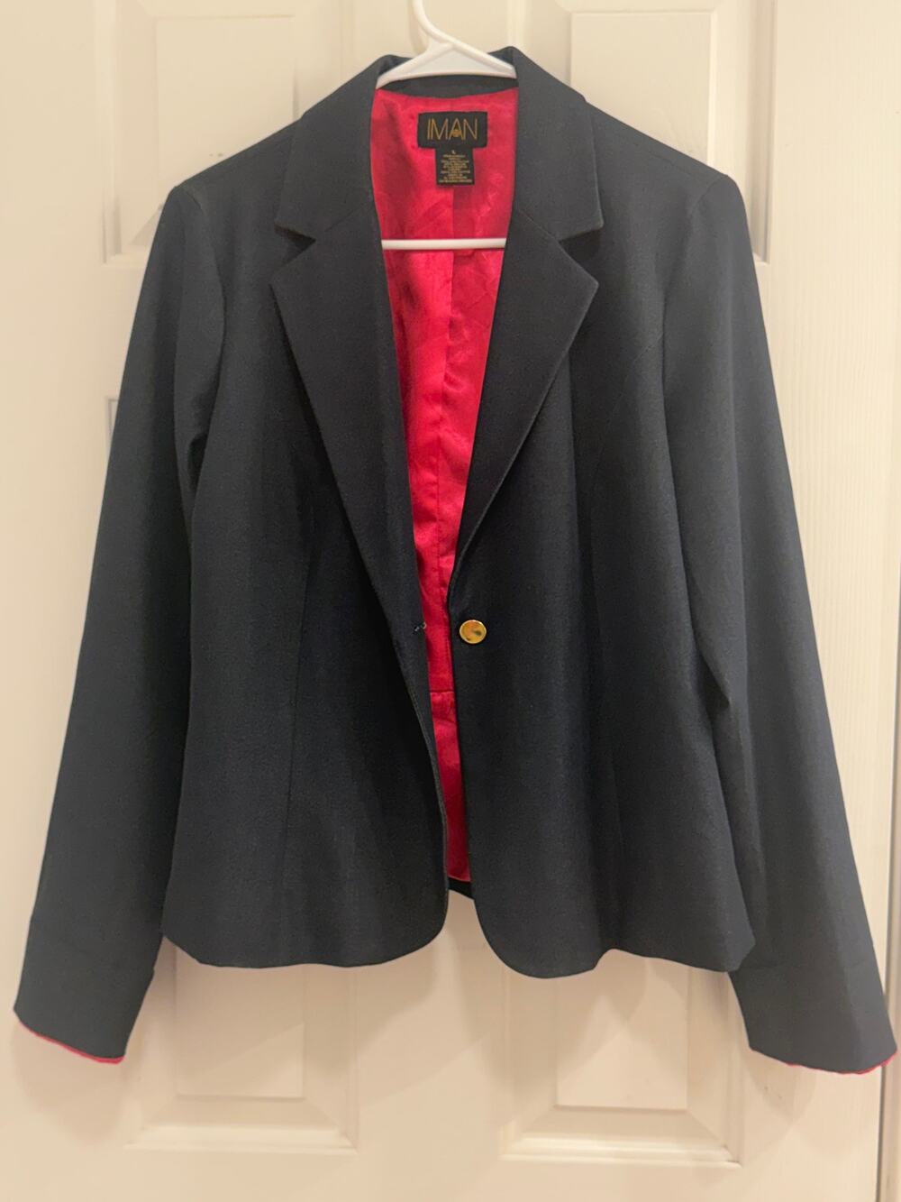 IMAN Women's Black Peplum Blazer Size Gold Buttons